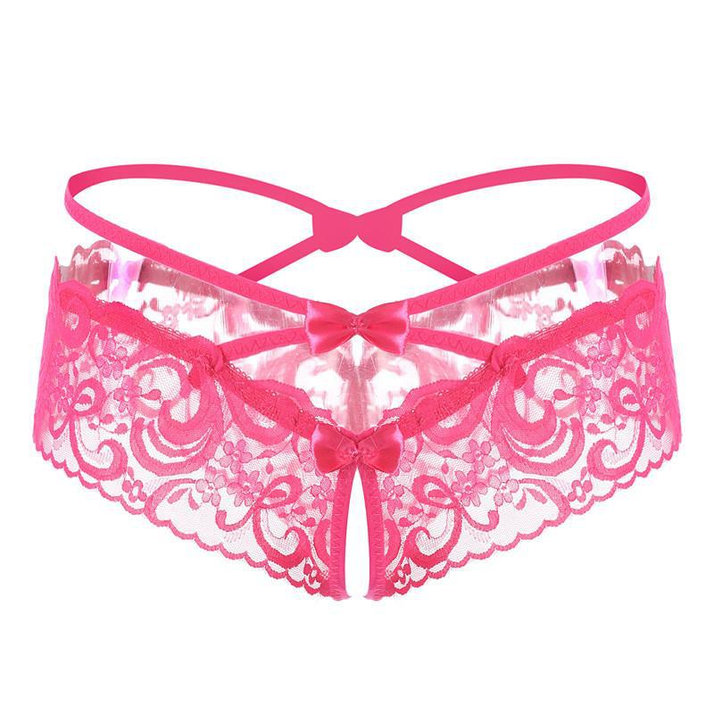 Sexy hollow-out transparente de las mujeres ropa interior abierta de encaje tentación ropa interior de las mujeres cintura baja triángulo lindo calzoncillos