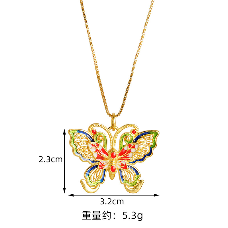 La herencia de la antigua ley de oro de arena vietnamita mariposa hueca color esmalte colgante de moda popular de moda nacional fuente popular