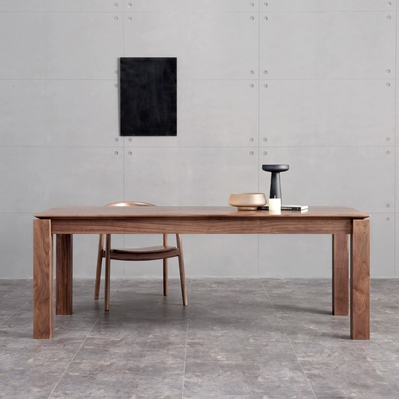 Стол из скандинавского черного ореха врезной и шип Прямоугольный в японском стиле легкий роскошный Рабочий стол простой стол большая тарелка из цельного дерева еда