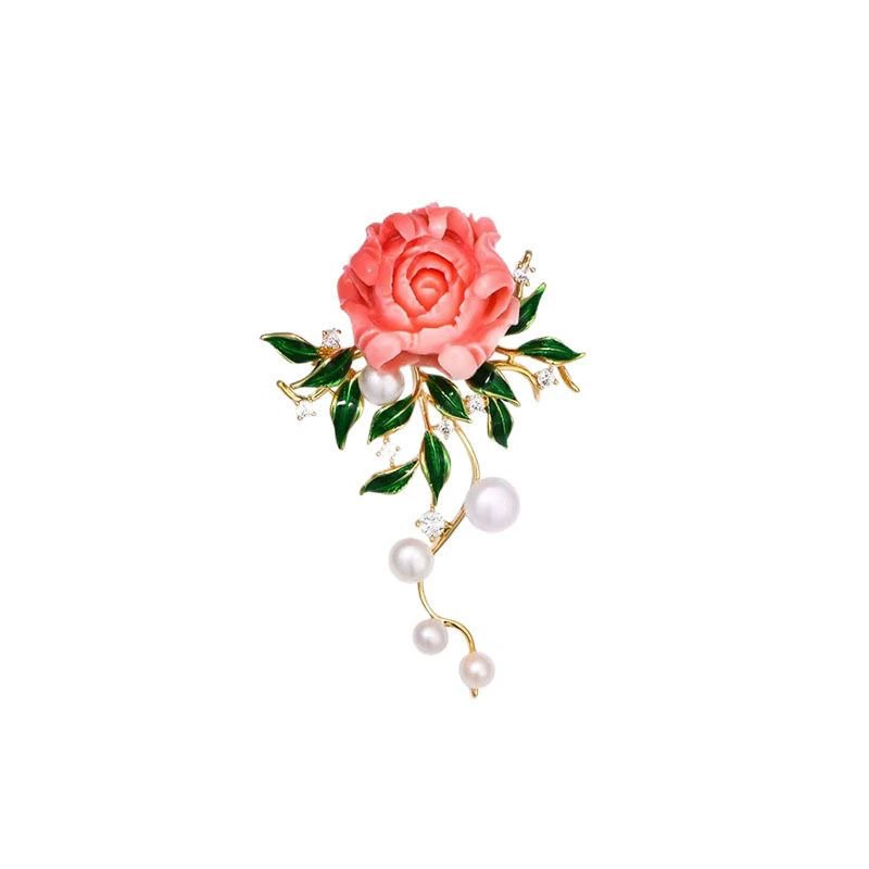 Festive retro brooch from pearl, high-end accessory, Birthday gift, wholesale