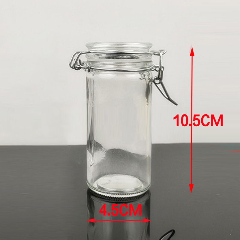 Hebilla tarro de almacenamiento botella de vidrio redondo tarro de caramelo tarro de té de vela botella sellada botella de condimento botella de almacenamiento pequeña