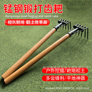 Factory direct 5 tooth rake 50cm handle all steel rake clam steel rake pick peanut rake soil steel rake
