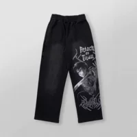 Американский YOUNGLA совместное аниме Attack on Titan бегун хлопчатобумажный махорчатый принт широкие брюки