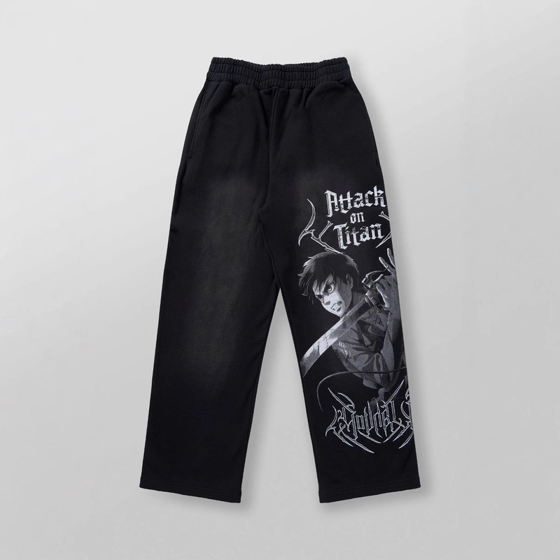 American-style YOUNGLA co-named Attack on Titan Jogger Cotton Terry-Print Wide-Leg Pants