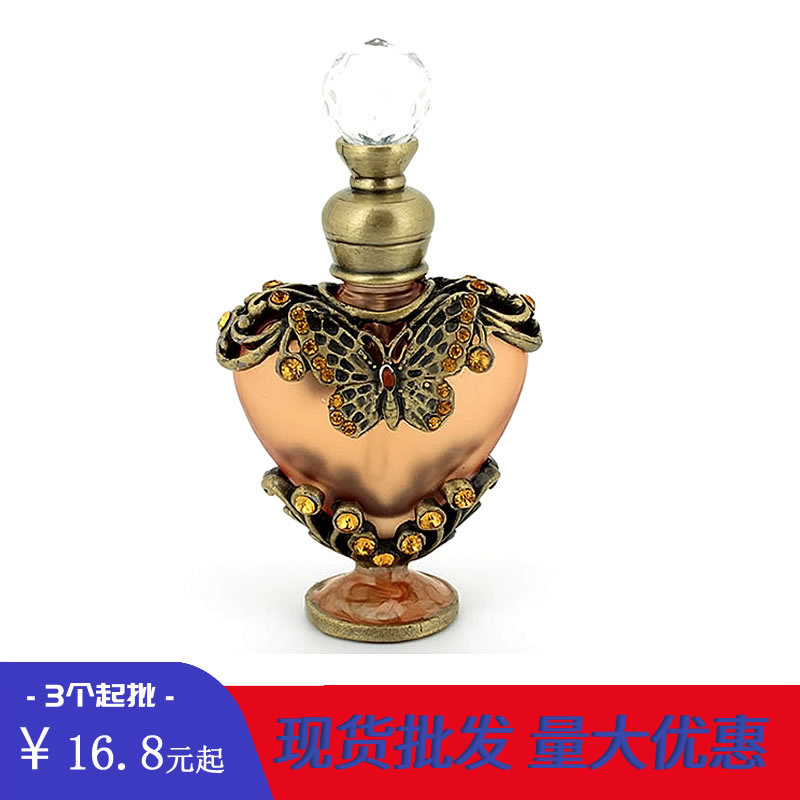 Botella de perfume al por mayor esencia sub-botella 10ml melocotón corazón aceite esencial botella de perfume tatuaje botella de bordado aromaterapia adornos de joyería