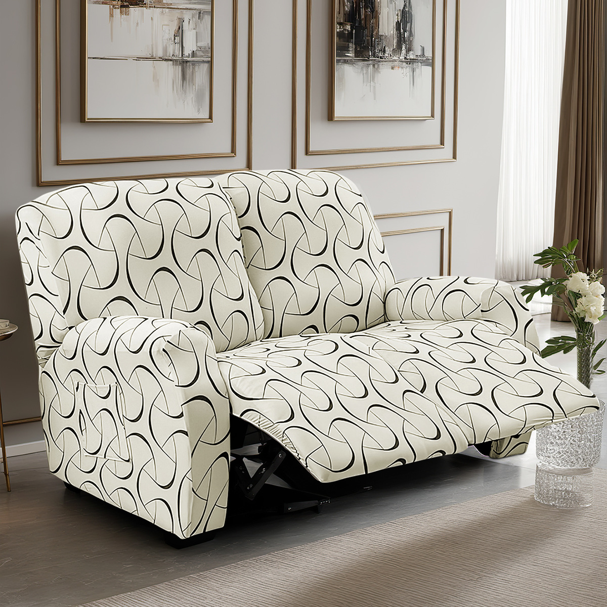 Cross-border nuevo elástico impresión de seda de leche Chivas sofá cubierta de sillón eléctrico Chivas sofá cubierta de una sola persona