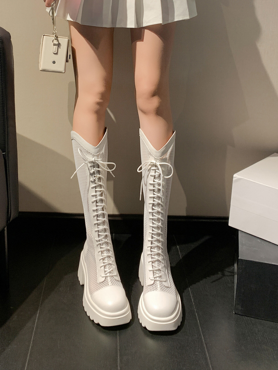 Mesh summer high boots