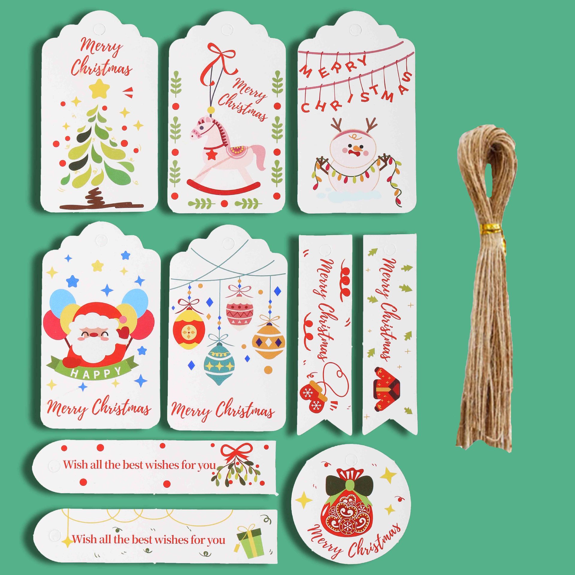 彩绘圣诞牛皮纸挂牌吊牌跨境亚马逊礼物包装吊卡包装标签派对贺卡
