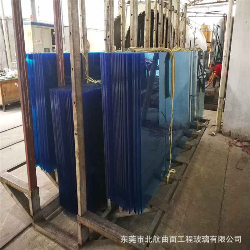 蓝色钢化玻璃 供应批发 5-12mm半透明 蓝玻 福特蓝 海洋蓝 水晶蓝