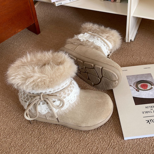 Vintage Casual Versatile Snow Boots for Women 2025 Autumn/Winter New Thick Sole Fluffy Fleece Lined Thick Warm Cotton Shoes