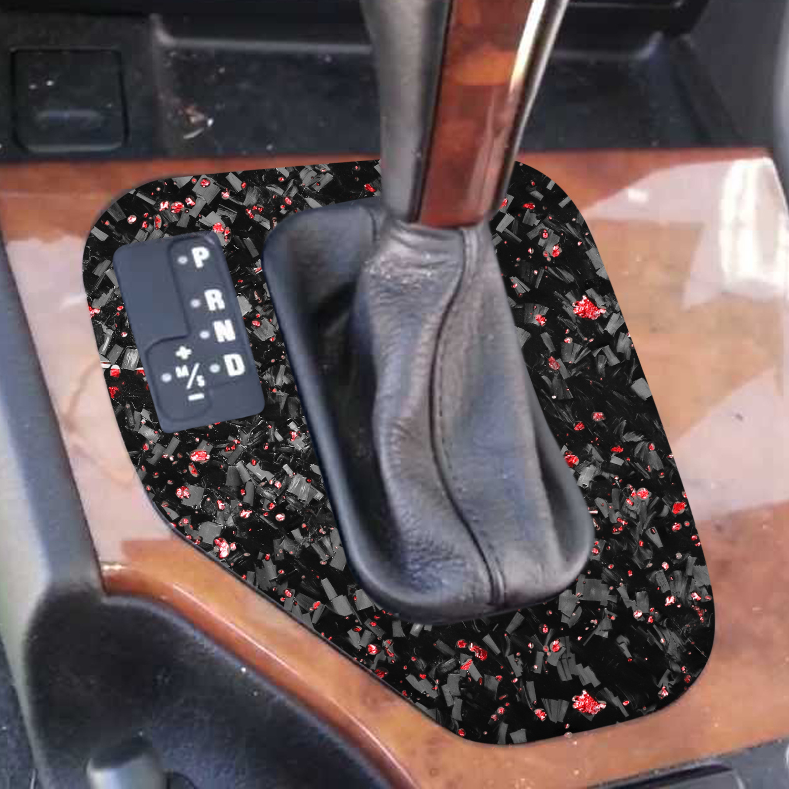 Suitable for Bmw 98-03 5 Series E39 Forged Pattern Red Interior Modification Gear Panel Decorative Sticker