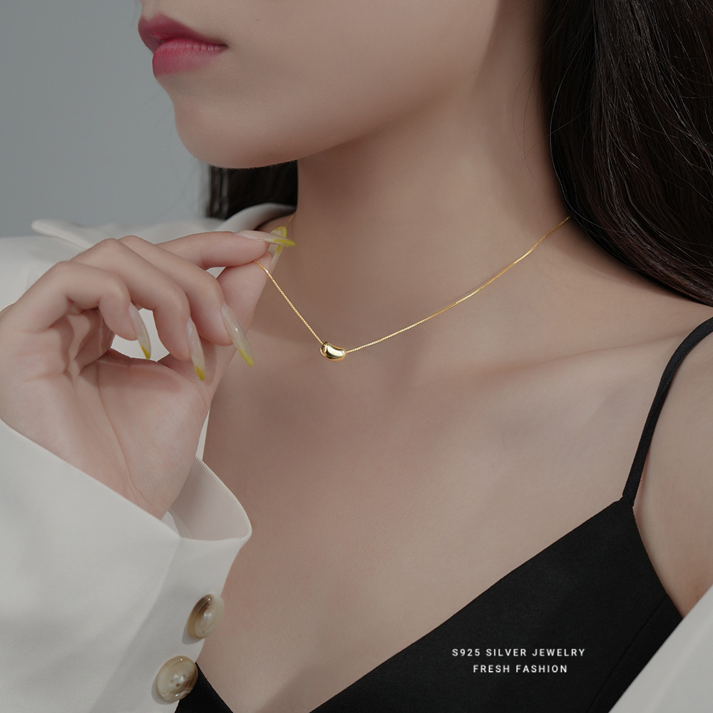 s925 Bead New Women's Pure Silver Necklace, Light Luxury Design, Niche Collarbone Chain, Available For Dropshipping_voghion.com