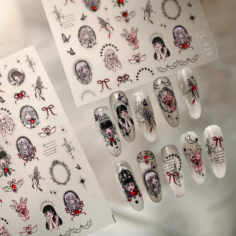 铁素新品幽灵女孩美甲贴纸TL-419玲珑点钻甲贴儿童可用美甲贴纸|undefined