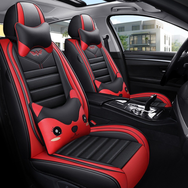 New Nappa Leather Car Seat Cushion, Universal for All Seasons, Fully Enclosed Seat Cover, Summer Machine-Knitted Ice Silk Breathable Internet Celebrity Car Cushion
