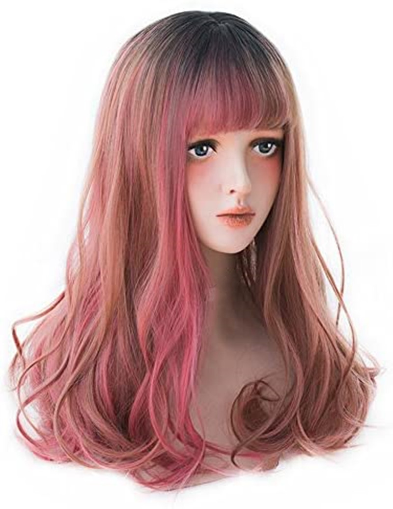 Wigs European And American Fashion Wigs New Products Dyeing Highlighting Multicolor Gradient Long Curly Hair Set Wig Headgear Wholesale