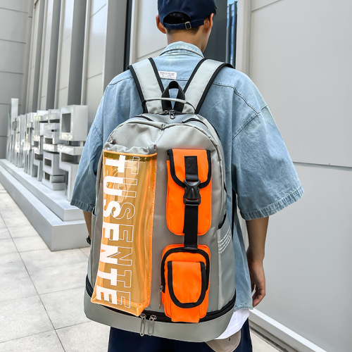 2024 Workwear New Fashion Trendy Brand Backpack Men's Travel Leisure Sports Personalized Backpack Color Matching Student School Bag