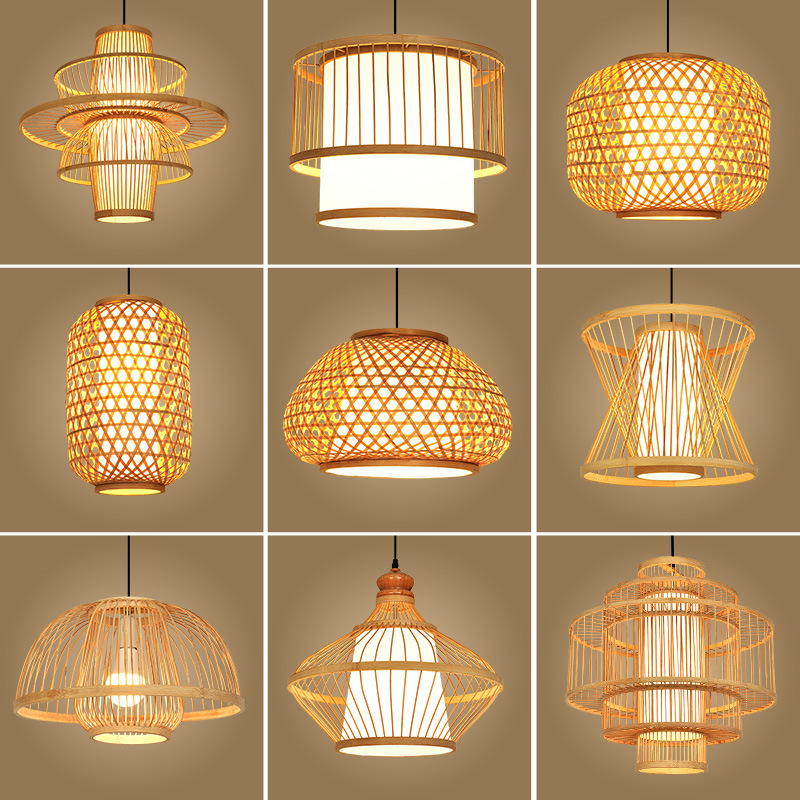 Bamboo Lantern Chandelier Chinese Hot Pot Restaurant Restaurant Bamboo Art Lamp Shop Commercial B&B Tea Room Retro Lamps