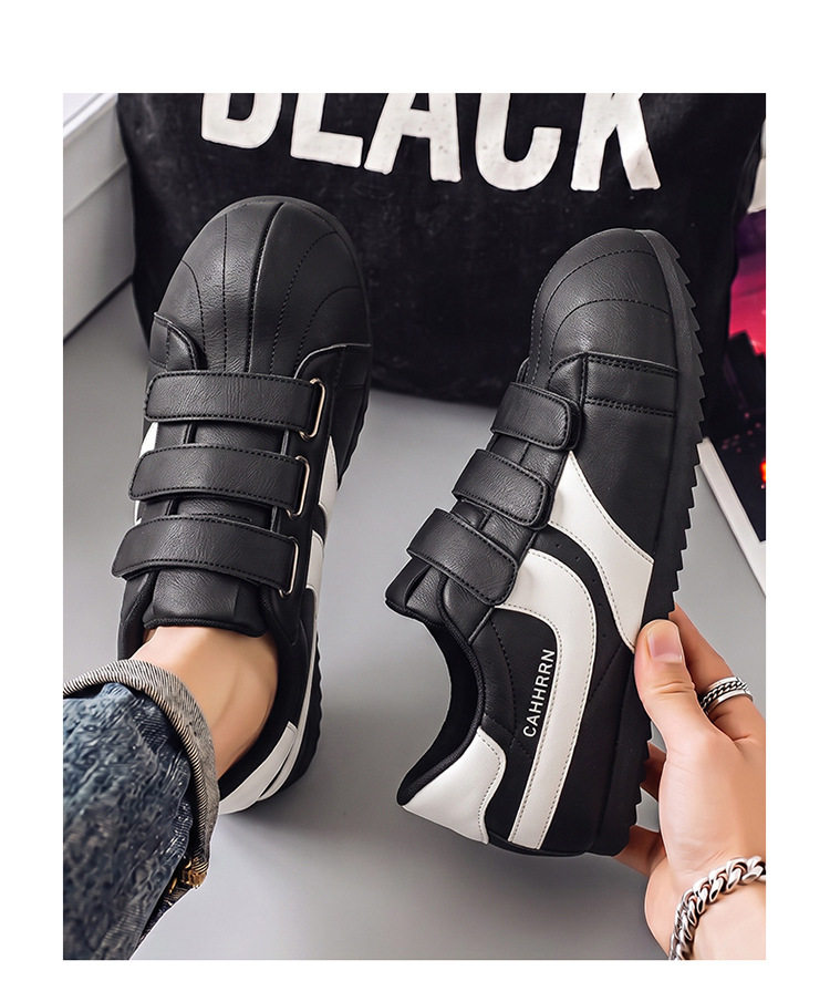 Giày sneaker nam mũi tròn khóa dán kiểu Đức huấn luyện, đế bằng gót thấp 1–3 cm, phối màu trơn — A2862 màu trắng, A2862 màu vàng, A2862 màu đen chi tiết 22