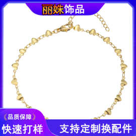 欧美跨境新品串珠心形链女式仿珍珠脚链简约百搭甜美清新饰品
