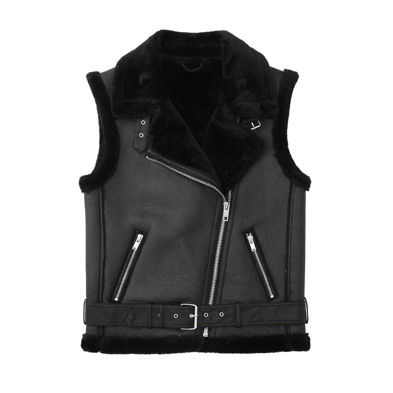 22 European and American Style Autumn Women's European and American Double-Sided Zipper Thick Vests 7302