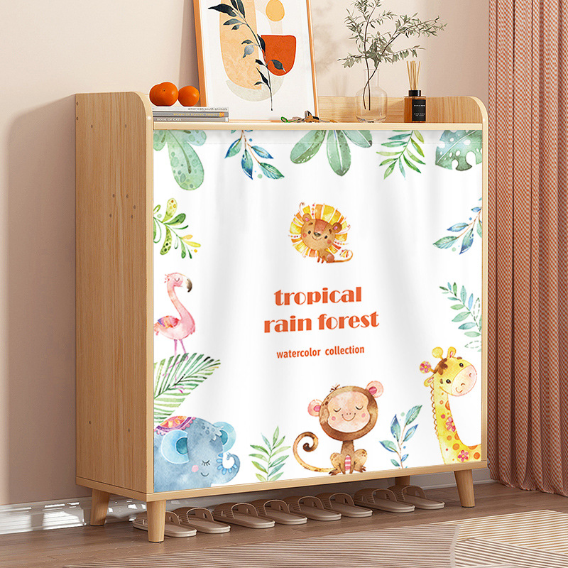 Gabinete de tela que cubre la cortina Velcro autoadhesivo gabinete de zapatos que cubre la cortina fea sin perforaciones armario sundries gabinete puerta cortina hogar