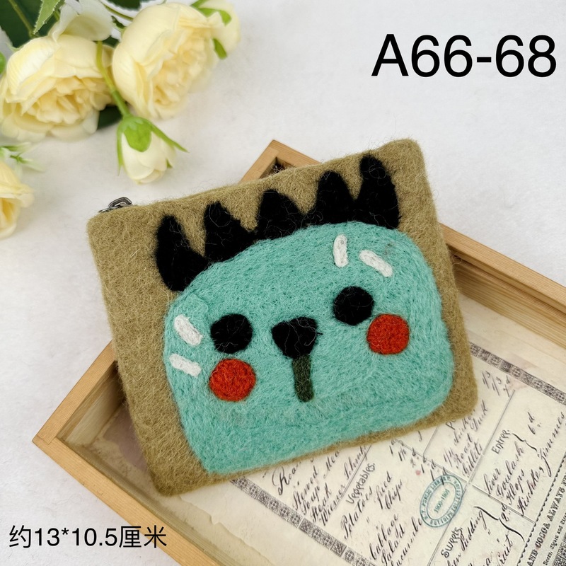 手作り羊毛フェルトインスタイルかわいい漫画動物子猫恐竜スタイル小銭入れカードホルダーギフト完成品|undefined