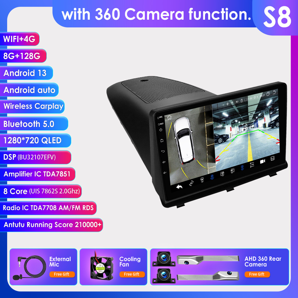 With 360 camera 8+128g wifi+4g lte version 7862 carplay eight core
