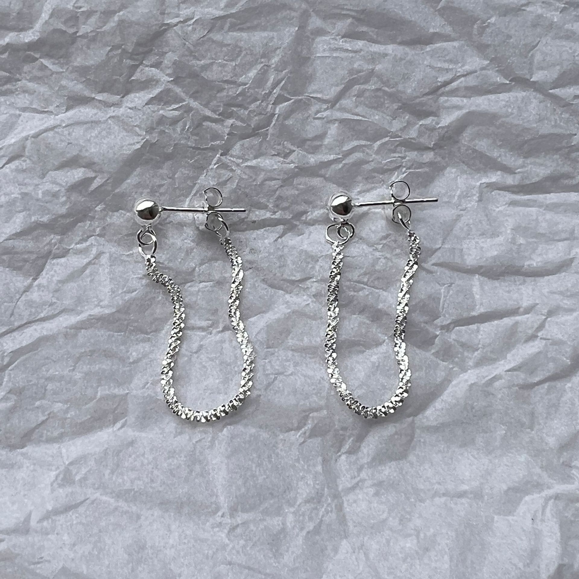 5g Weight Earrings Classification 1 Pair 925 Sterling Silver Solid Color Earrings