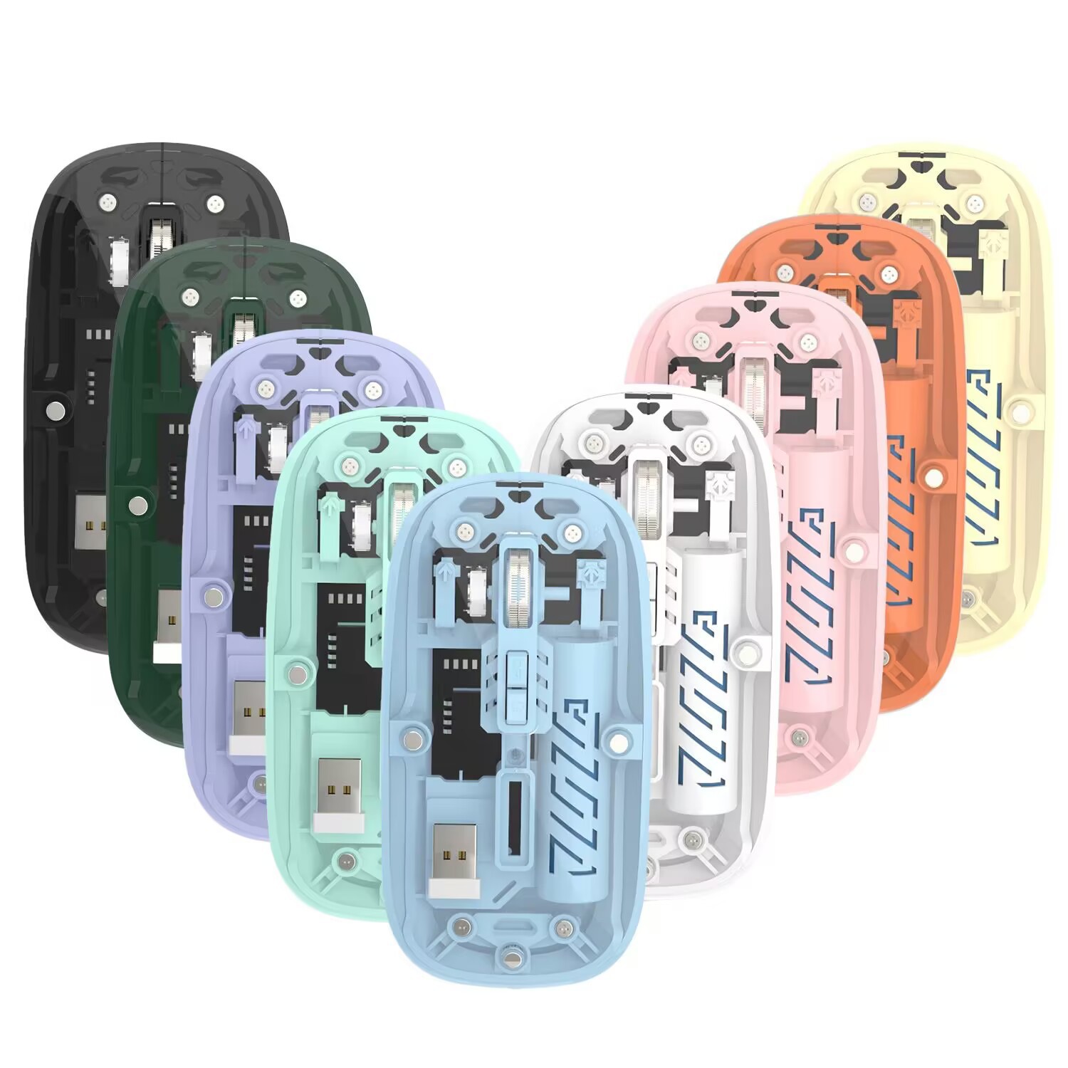 Factory Direct Supply Suitable for Apple Huawei Bluetooth 5.2 Dual-Mode Silent 2.4g Wireless Transparent Typec Charging Mouse