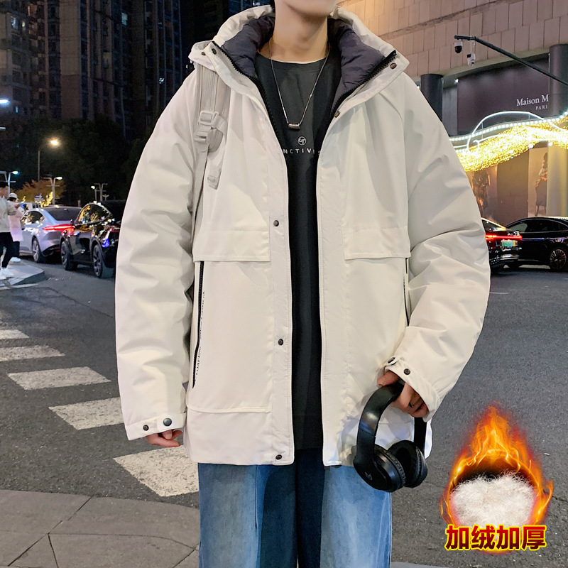 2025 invierno nuevo hombre moda corto chaqueta de trabajo con capuzas chaqueta de moda