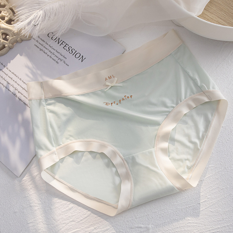 Ropa interior de seda de hielo para mujer de verano delgada sin costuras de cintura media transpirable sedoso desnudo de secado rápido estilo de niña máscara de malla pantalones cortos