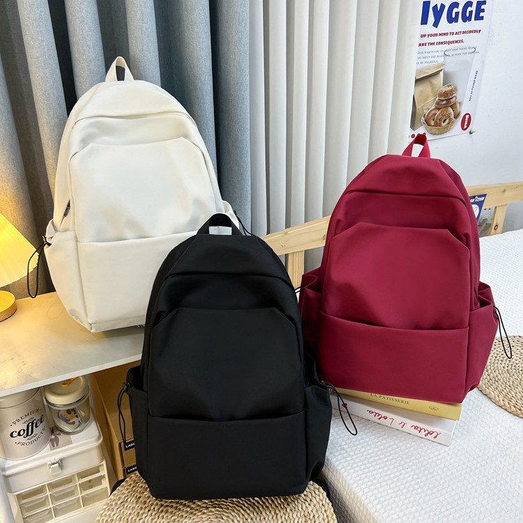 Japanese-Style Large-Capacity Junior High School Student Backpack Ins Korean Version Versatile Solid Color Backpack High School Student Campus Backpack