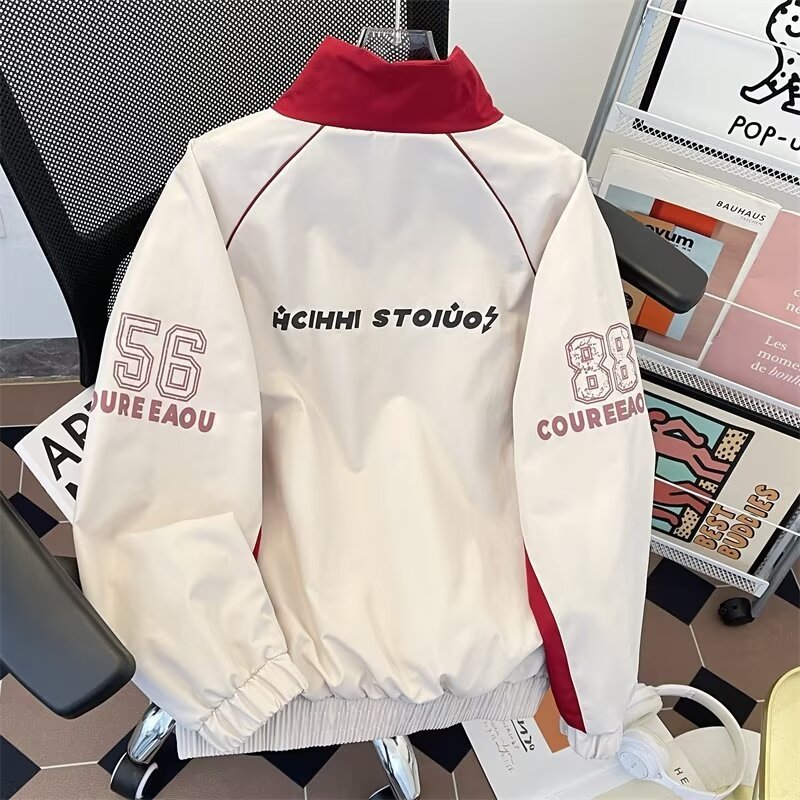 美式复古赛车服棒球服外套男女ins潮春秋季欧美潮牌炸街机车夹克|undefined