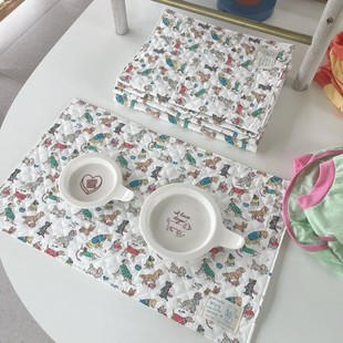 ins New Cute Pet Placemat Dog Placemat Anti-spill Skid Non-slip Cat Pure Cotton Anti-spill