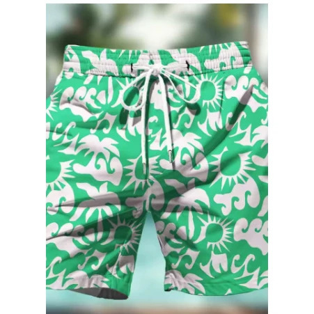 2024 Surfing Drawstring Boxer Briefs Summer Men's Kawaii Icon Breathable Swim Trunks Shorts Sexy