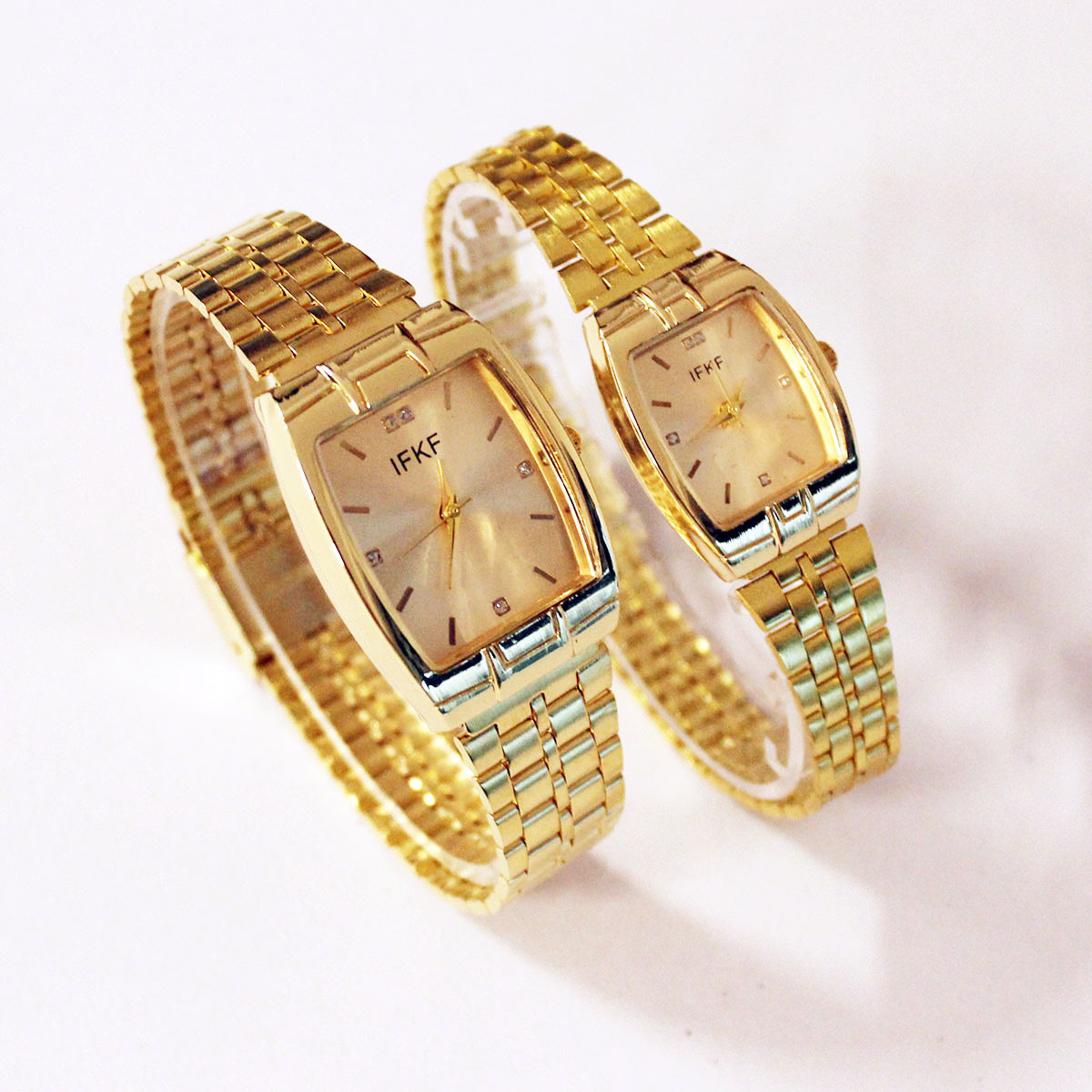 6-Bar Digital Fashion Simple Square Quartz Watch Couple Style Steel Band Watch Pair Men's Watch Women's Watch Couple Watch