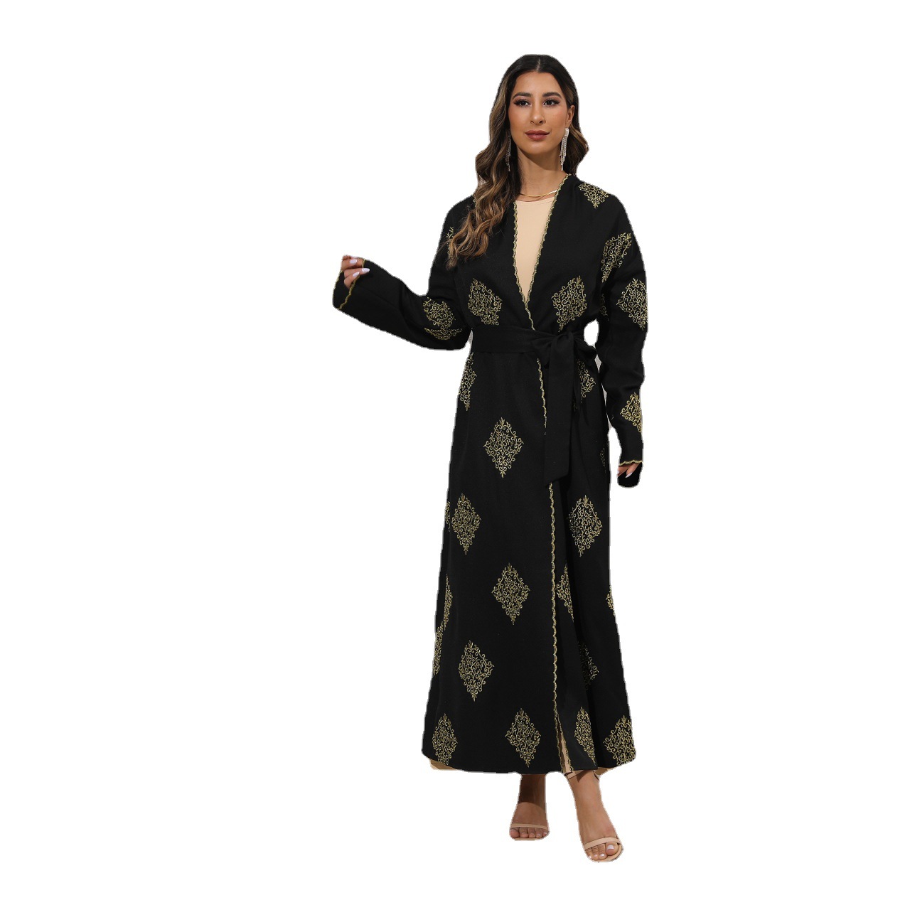 Vintage Embroidered Strappy Cardigan Coats Image 3