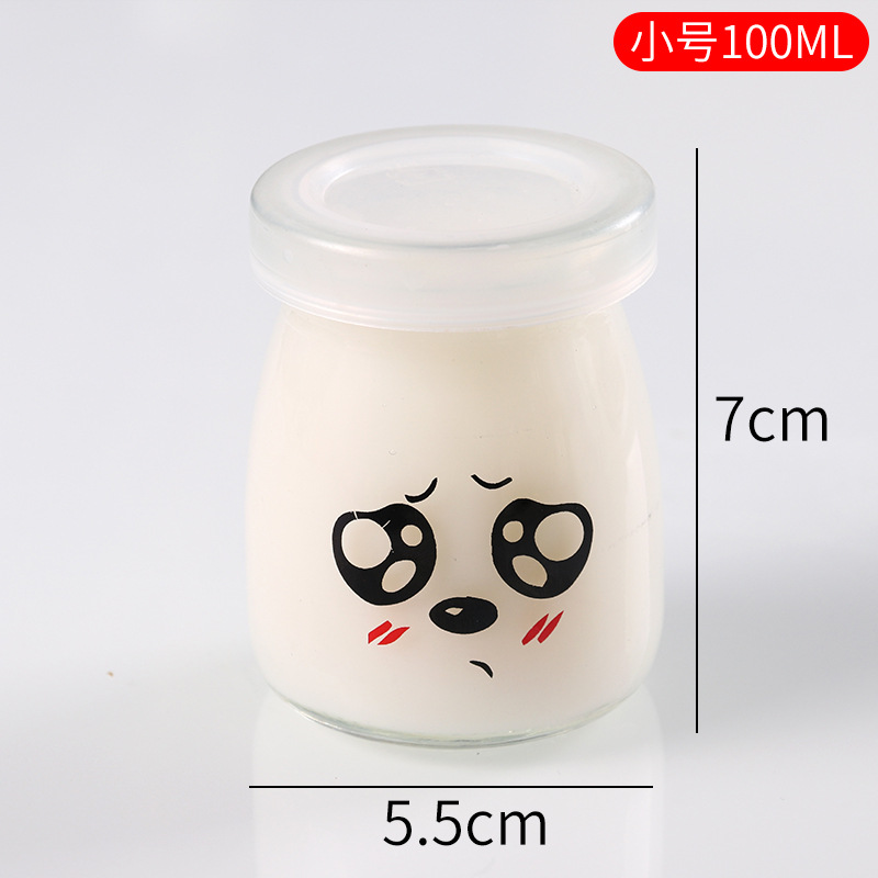 Vaso para pudín con tapa, botella de vidrio para pudín, tarro de miel, gelatina, vaso para mousse de leche de doble capa, vaso para yogur, patrones creativos al por mayor