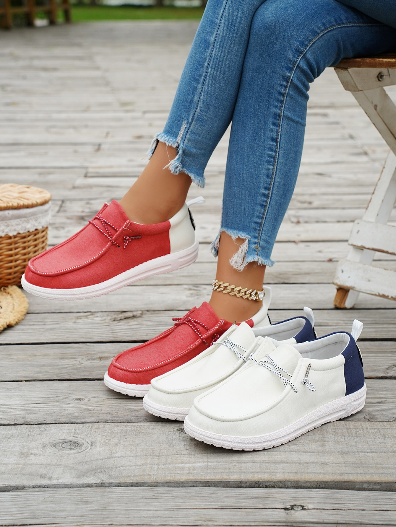 Dames comfortabele instappers color block platte nette schoenen_voghion.com