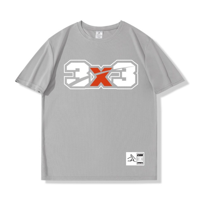 하이 퀄리티 3x3 스크래치 반팔 시멘트 회색 (흰색 라벨)