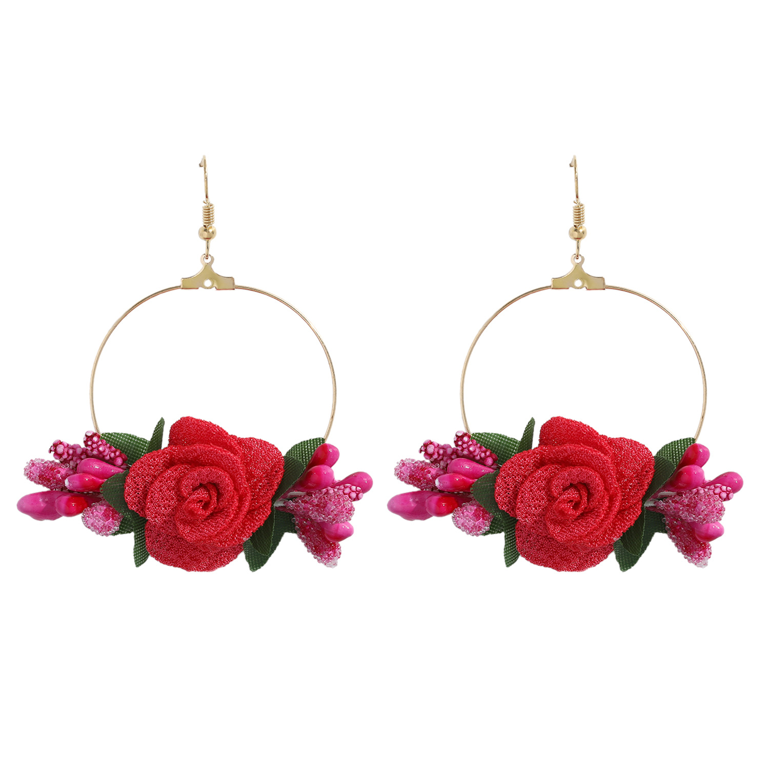 7g Weight Alloy Ear Needle Material Drop Earrings Classification Anniversary, Business, Travel, Birthday, Festival Occasion Alloy, Gauze Material Flower Pattern Women'S Gender Ethnic Style Style White, Pink, Purple, Red, Blue Color Ethnic Style Flower Alloy Gauze Drop Earrings 6