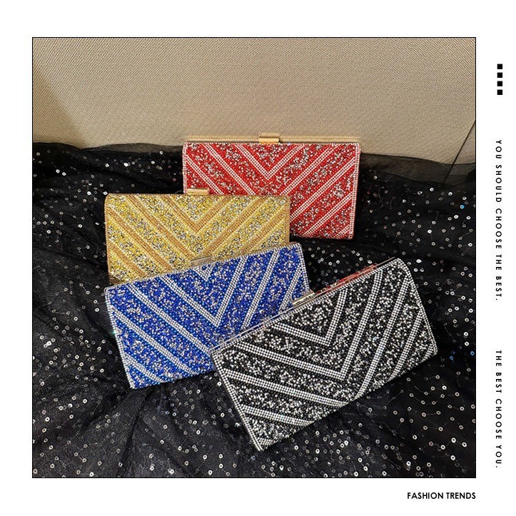 Nuevo paquete de cena de lujo ligero transfronterizo bolsas de mano de damas europeas y estadounidenses con diamantes vestido de fiesta de alta calidad bolsas de cena