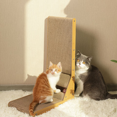 Vertical Cat Scratching Post L-shaped Cat Scratching Post Corrugated Bell Catnip Scratch-resistant Pet Supplies Cat Toys