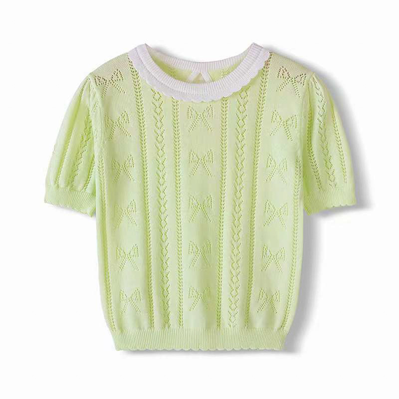 Knitted summer cotton light and thin breathable sweater girl's