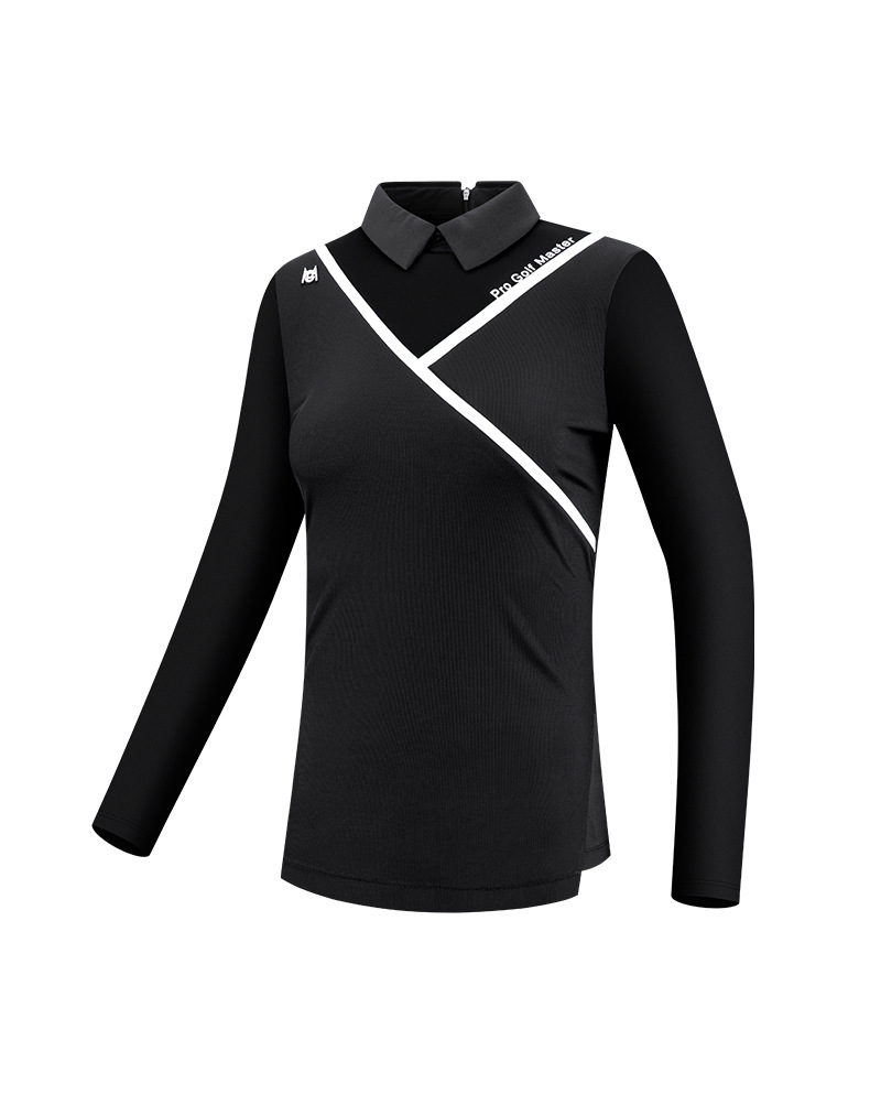 Áo thun golf nữ dài tay mùa hè dây lưng thun thoáng khí — YF476-Đen, YF476-màu trắng chi tiết 9