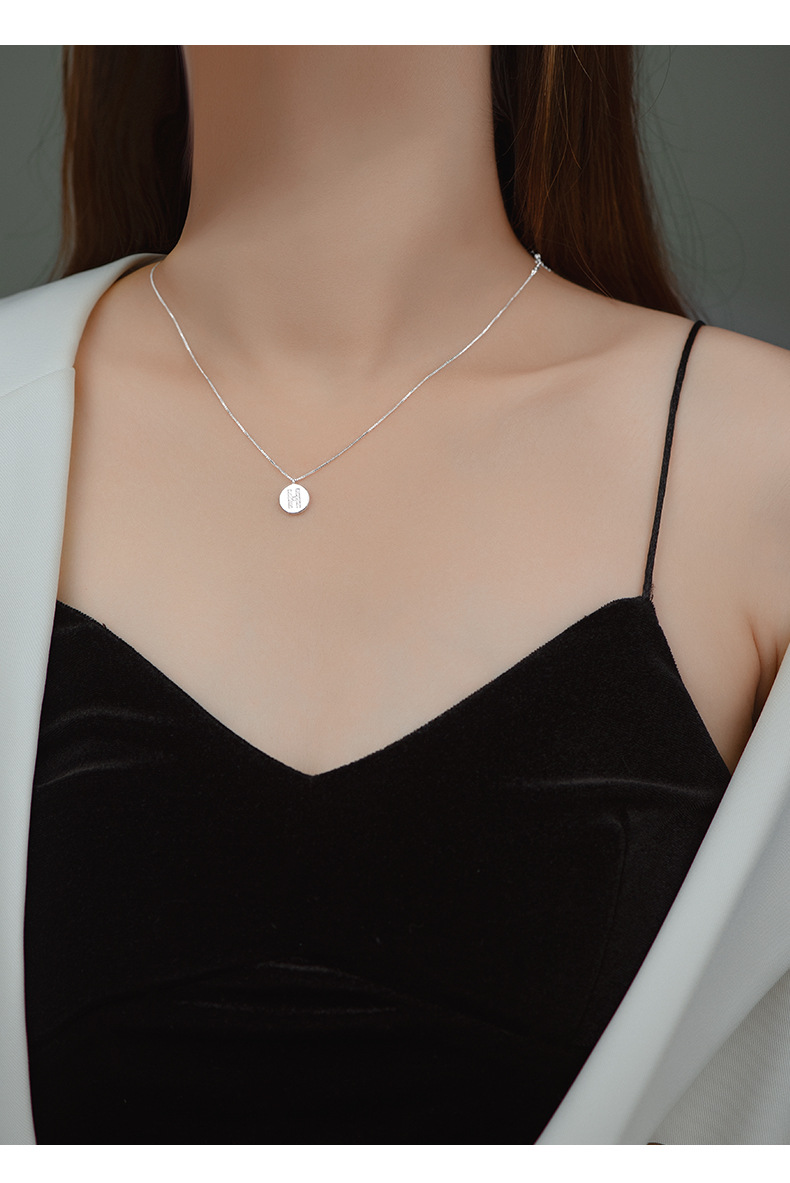 925 Sterling Silver Zircon Box Chain Inlay Letter Pendant Necklace display picture 3
