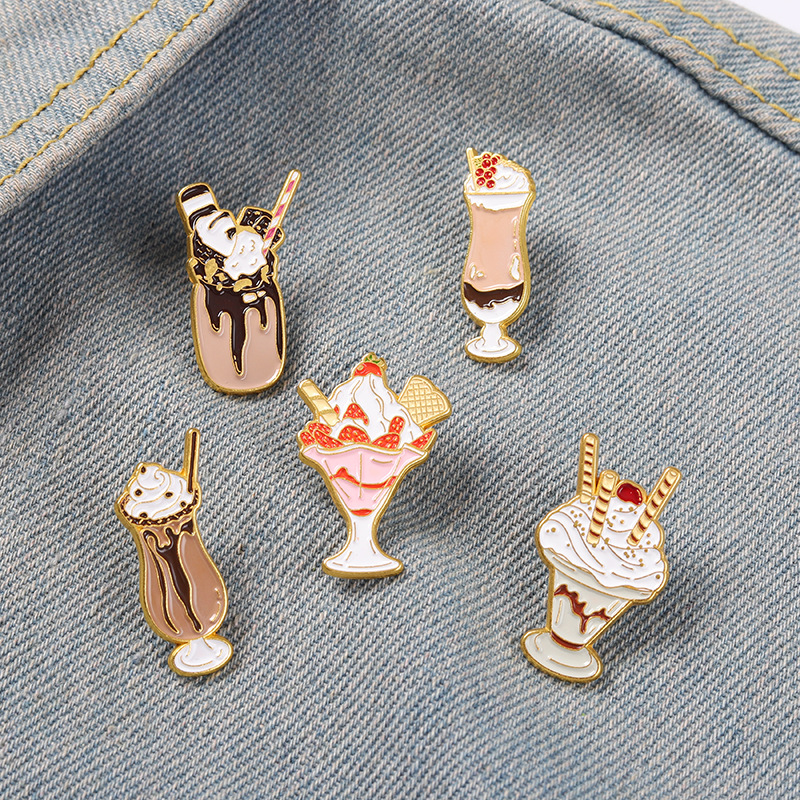 European And American New Cool Drinks Series Alloy Brooch Creative Man And Woman Cartoon Cream Ice Cream Style Badge display picture 8