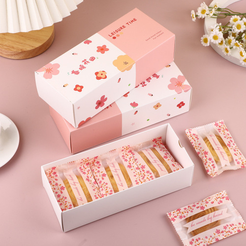 Creative hand-painted nougat box baking cookies pineapple cake macaron walnut cake empty box western pastry packaging box