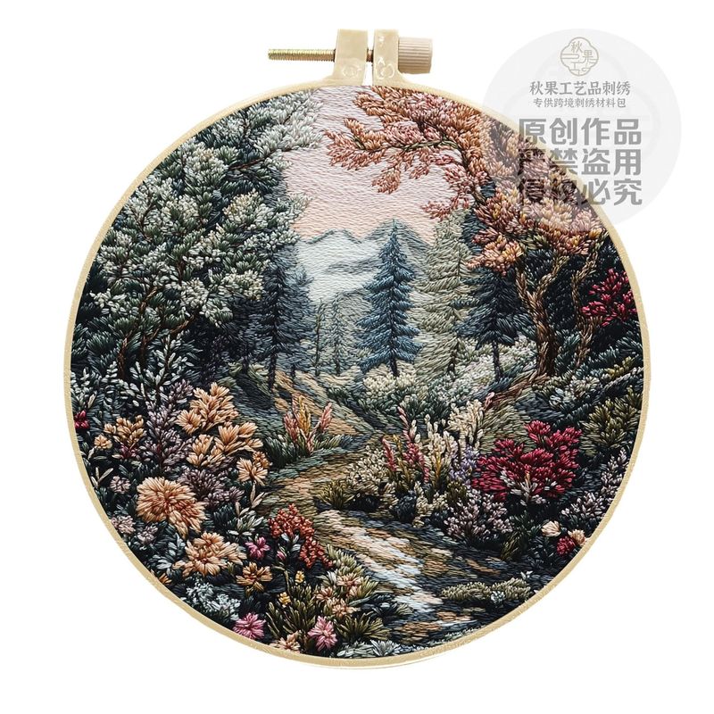 国境を越えた新しい風景画手刺繍 diy 材料パッケージ生地キットクリエイティブ手作りシンプルな DIY 英語画像|undefined
