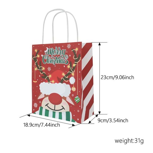 New Christmas gift handbag Kraft paper red square bottom handbag Christmas gift paper bag handbag